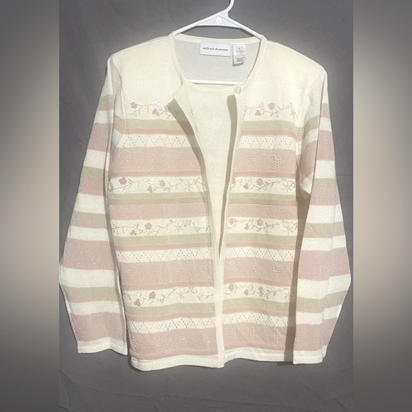 Alfred Dunner Cardigan set sz M Sparkley Embroidered Beaded - Picture 1 of 7